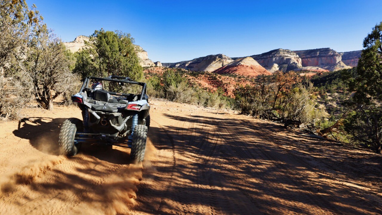 two Can-Am vehicles in valley